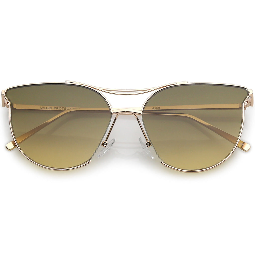 Retro Modern Wire Metal Frame Aviator Gradient Flat Lens Sunglasses A876