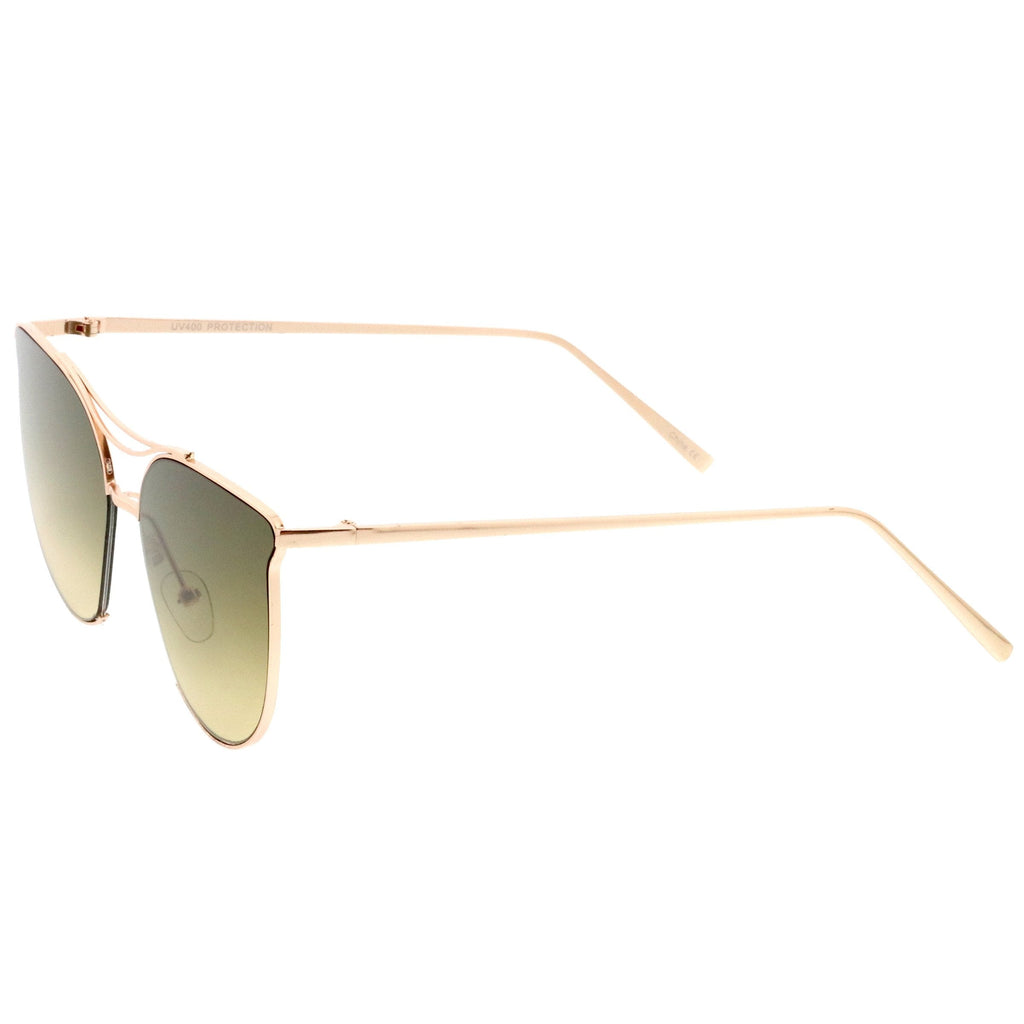 Retro Modern Wire Metal Frame Aviator Gradient Flat Lens Sunglasses A876