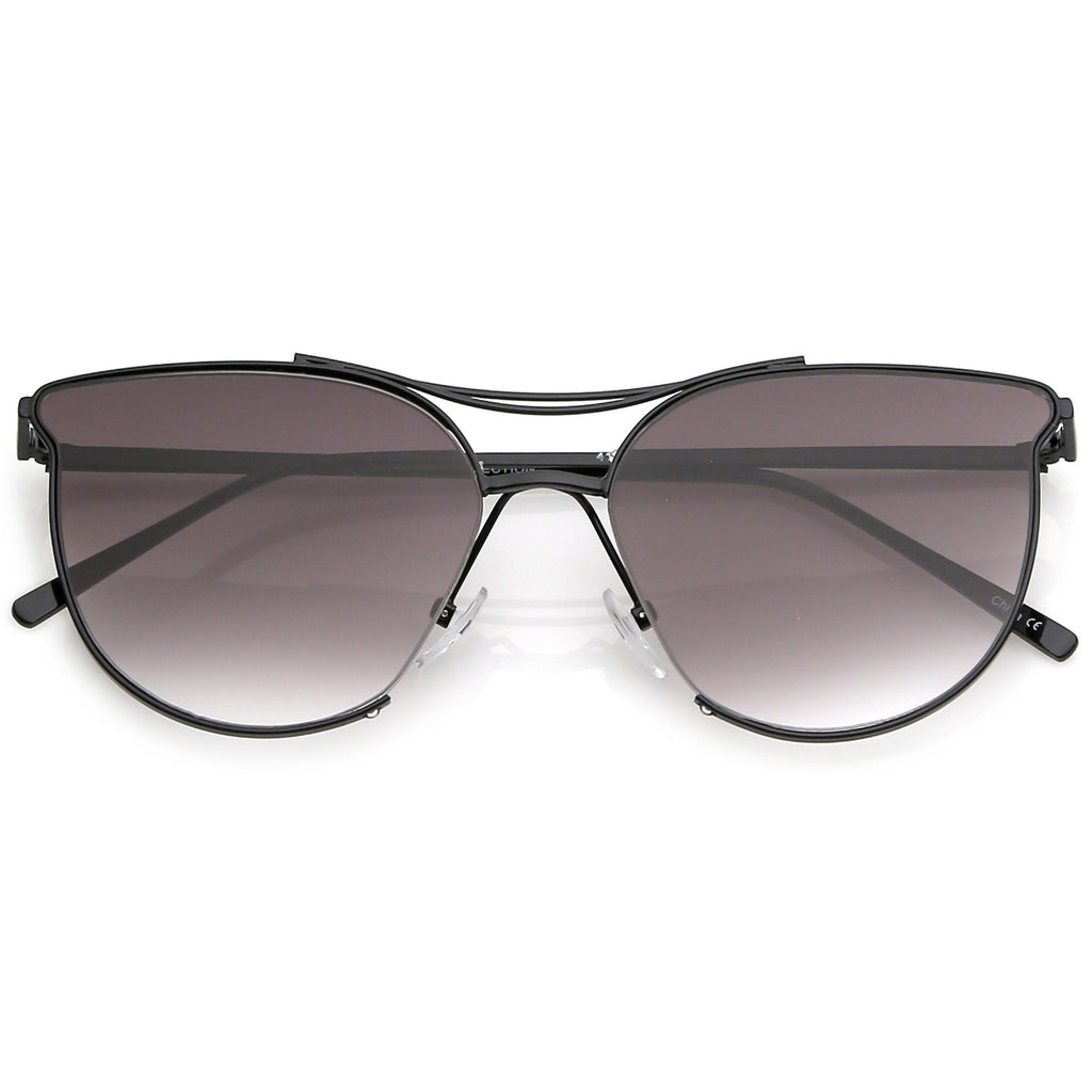 Retro Modern Wire Metal Frame Aviator Gradient Flat Lens Sunglasses A876