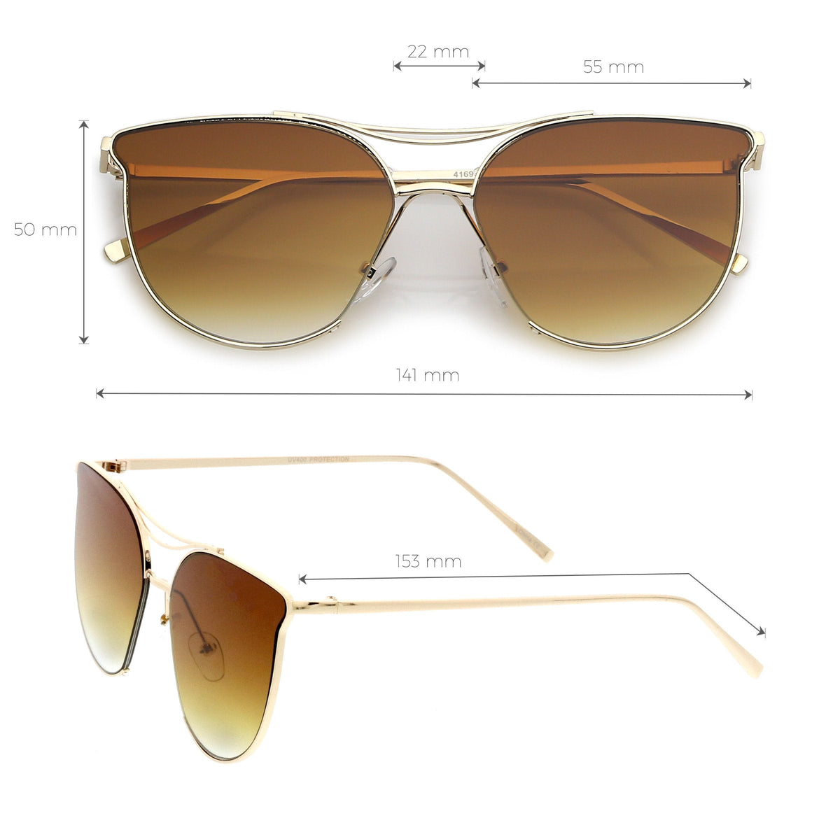 Retro Modern Wire Metal Frame Aviator Gradient Flat Lens Sunglasses A876