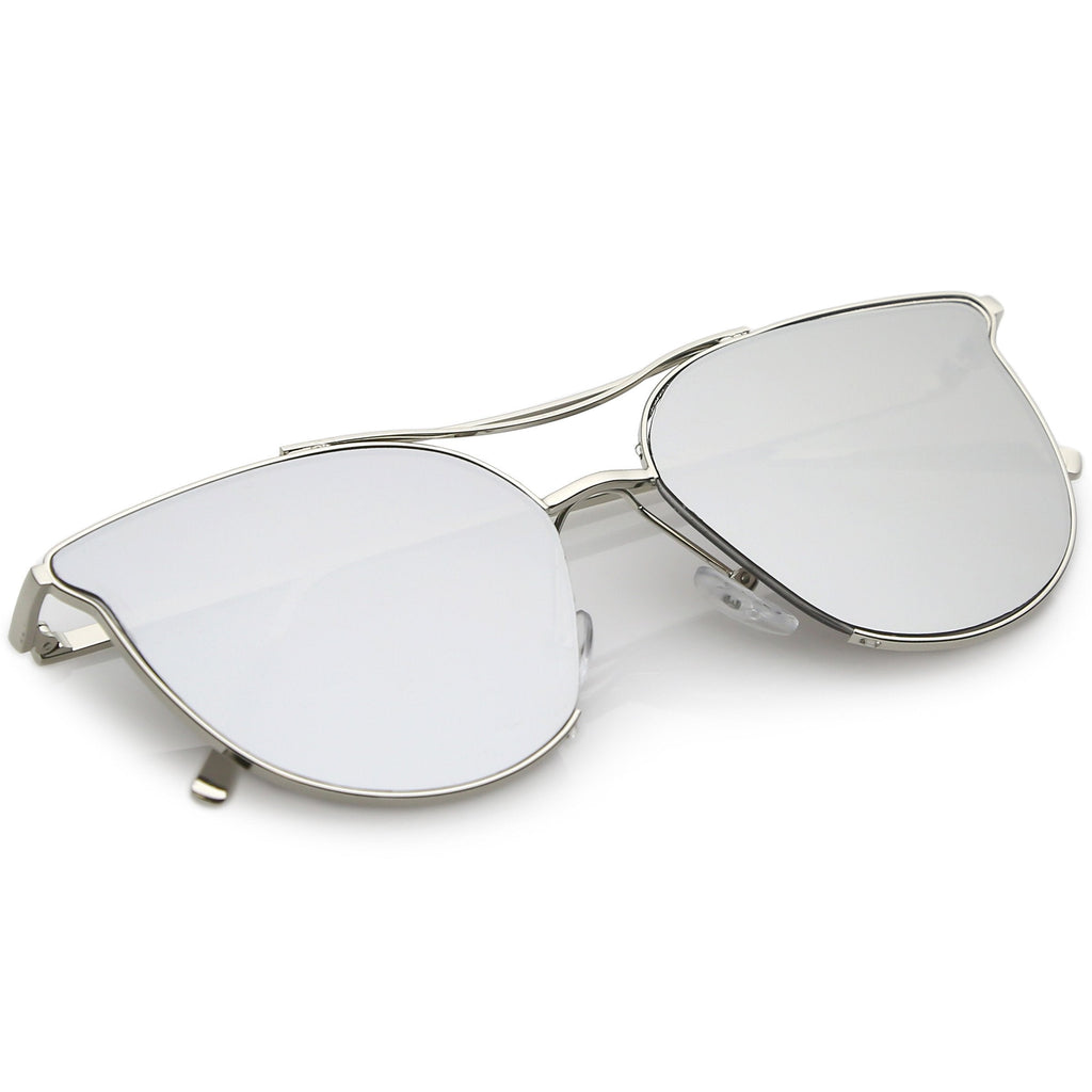 Retro Modern Mirrored Flat Lens Aviator Sunglasses A933