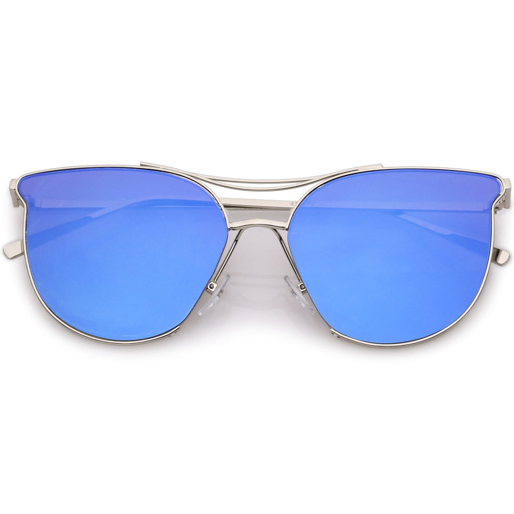 Retro Modern Mirrored Flat Lens Aviator Sunglasses A933