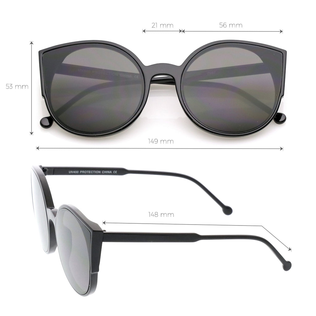 Retro Modern Slim Profile Flat Lens Cat Eye Sunglasses A941