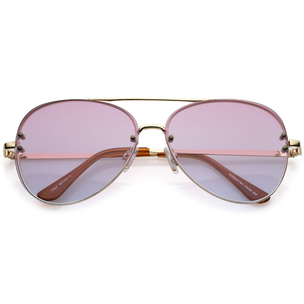 Oversize Retro Colorful Gradient Flat Lens Aviator Sunglasses A881