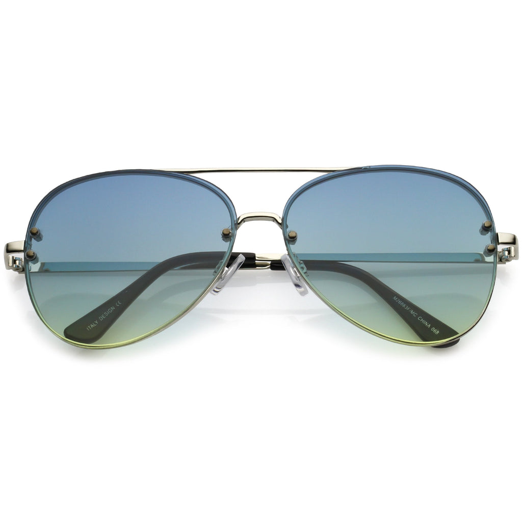 Oversize Retro Colorful Gradient Flat Lens Aviator Sunglasses A881