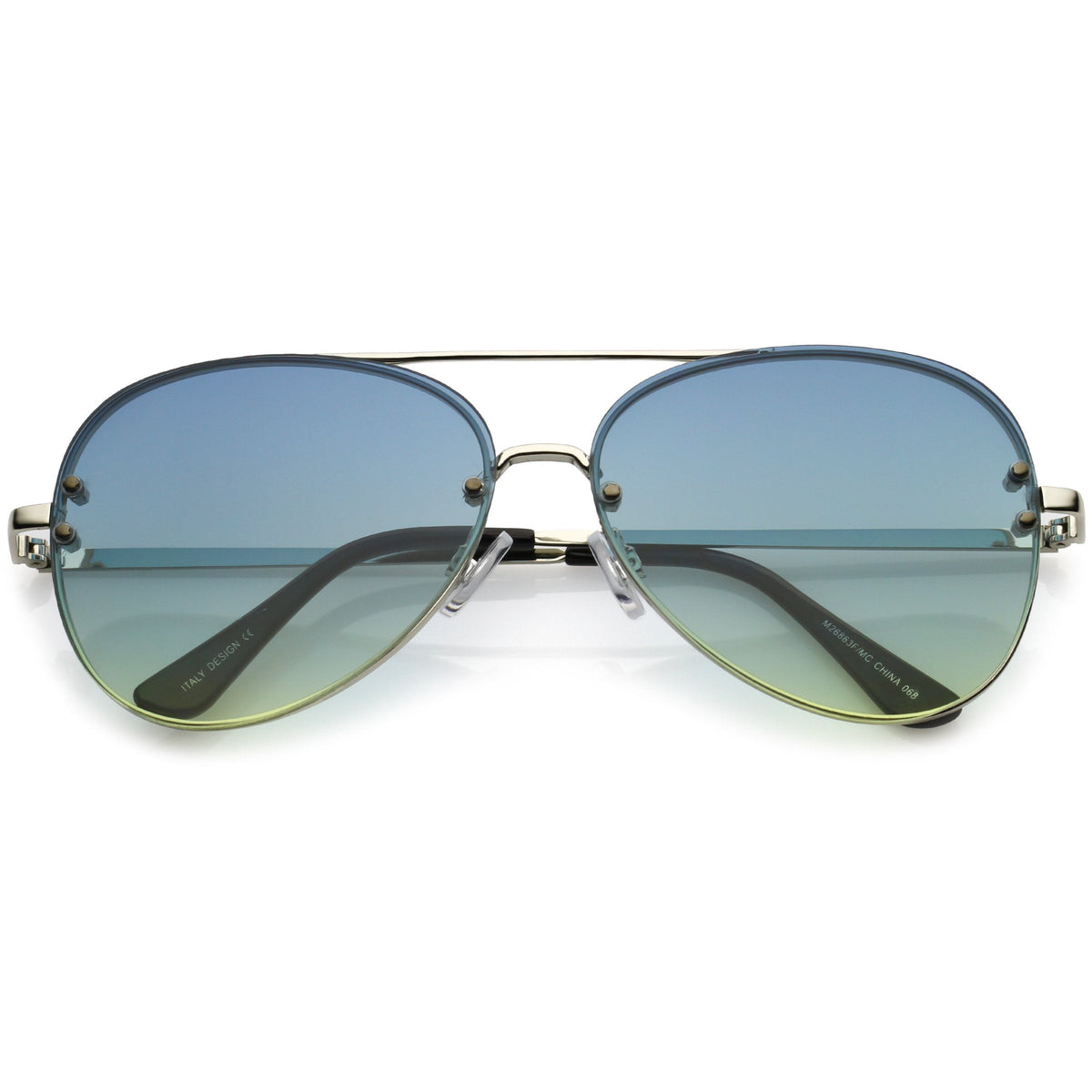 Oversize Retro Colorful Gradient Flat Lens Aviator Sunglasses A881