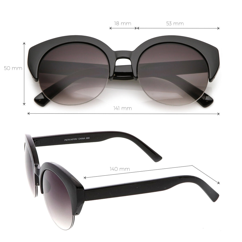 Women's Wide Angle Cat Eye Half Frame Sunglasses C021