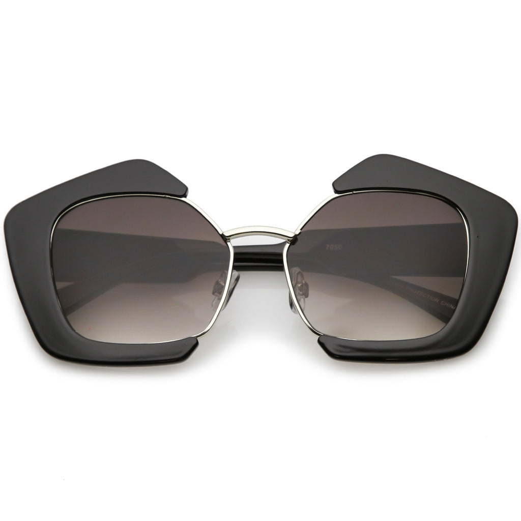 Women's Geometric Pentagon Cut Out Sunglasses C162