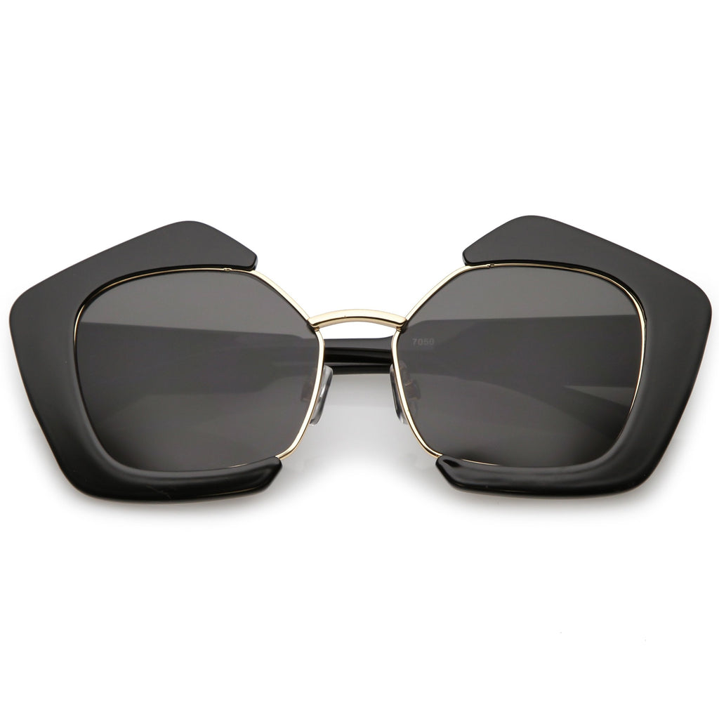 Women's Geometric Pentagon Cut Out Sunglasses C162