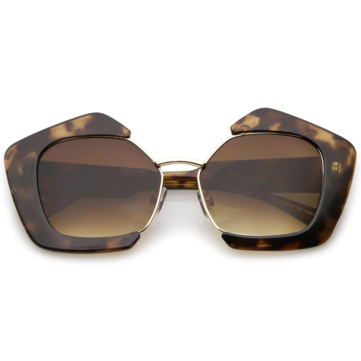 Women's Geometric Pentagon Cut Out Sunglasses C162