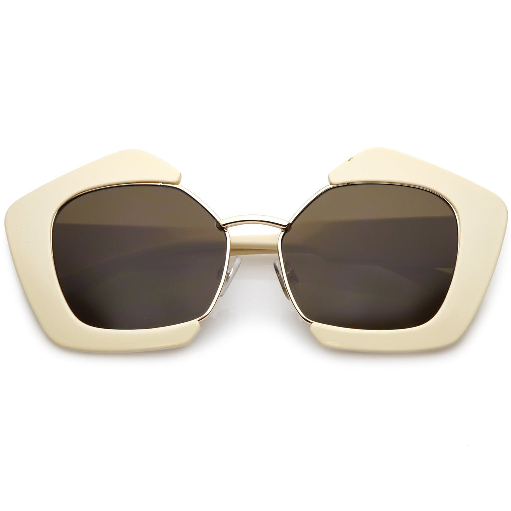 Women's Geometric Pentagon Cut Out Sunglasses C162