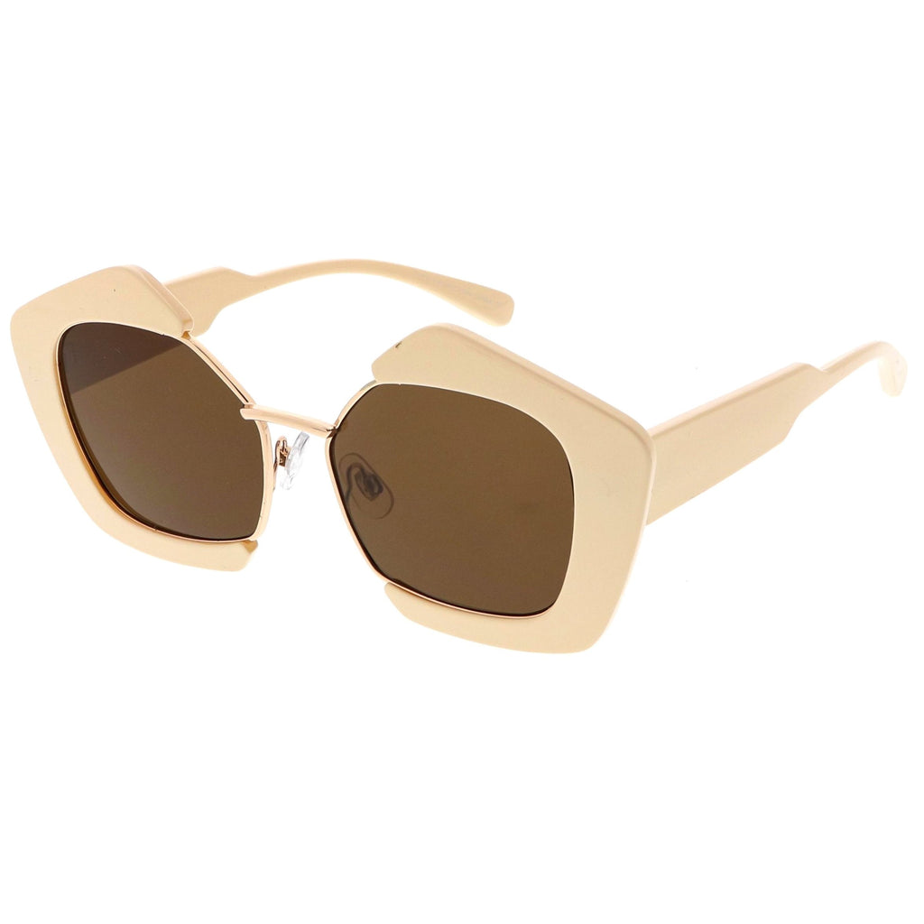 Women's Geometric Pentagon Cut Out Sunglasses C162