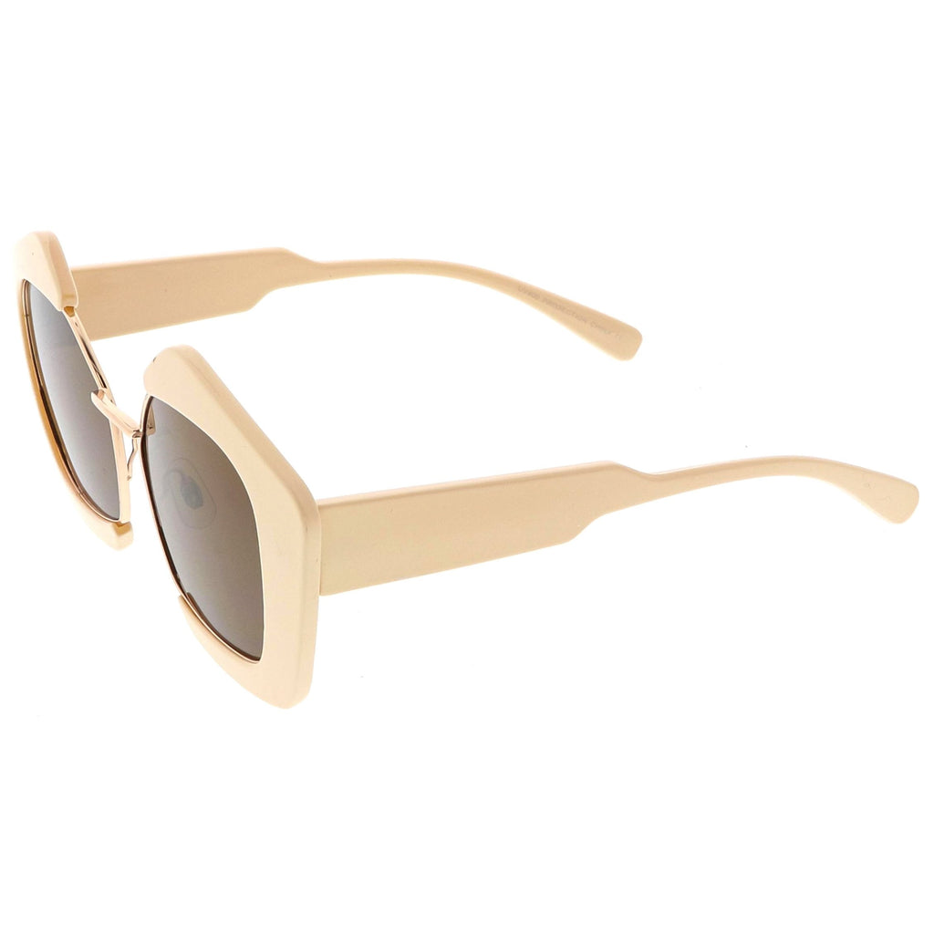 Women's Geometric Pentagon Cut Out Sunglasses C162