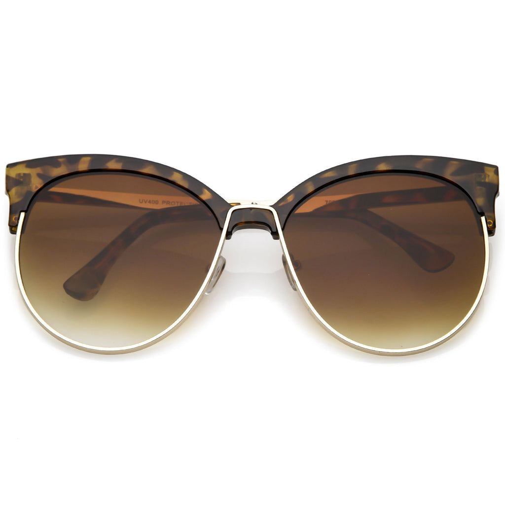Women's Oversize Flat Lens Half Frame Cat Eye Sunglasses C327
