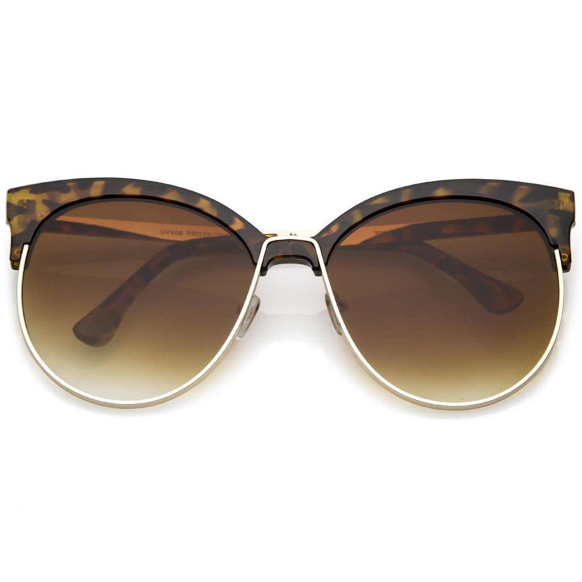 Women's Oversize Flat Lens Half Frame Cat Eye Sunglasses C327