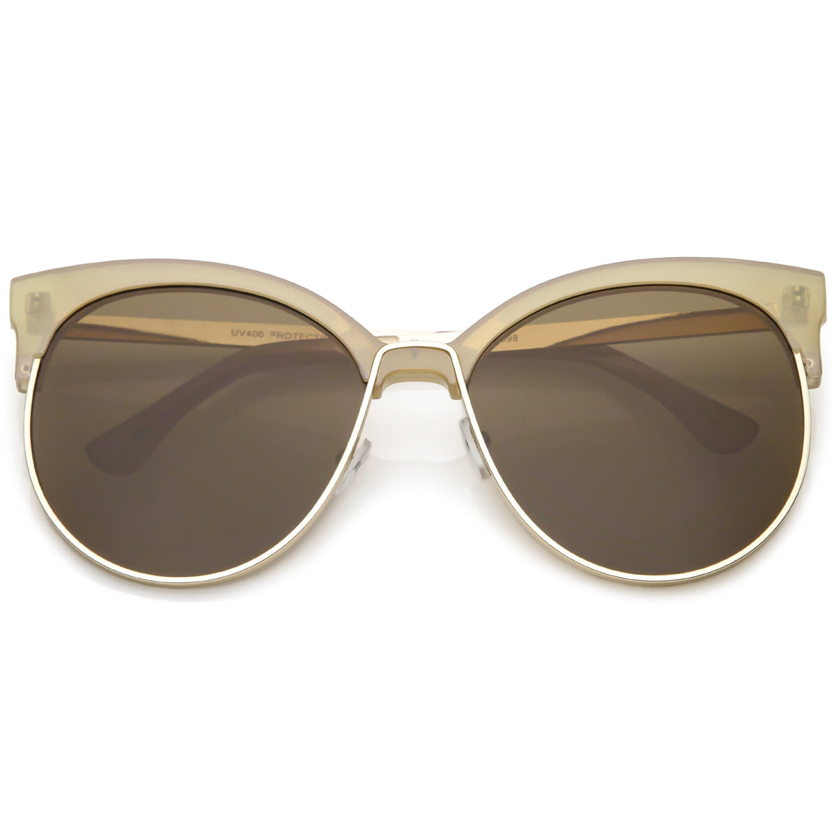 Women's Oversize Flat Lens Half Frame Cat Eye Sunglasses C327