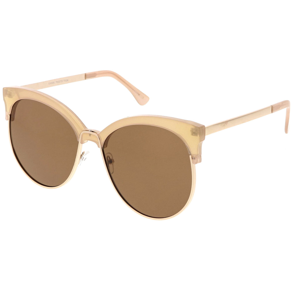 Women's Oversize Flat Lens Half Frame Cat Eye Sunglasses C327