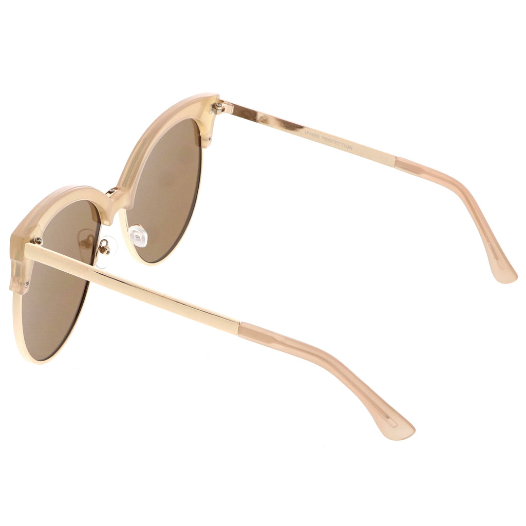 Women's Oversize Flat Lens Half Frame Cat Eye Sunglasses C327