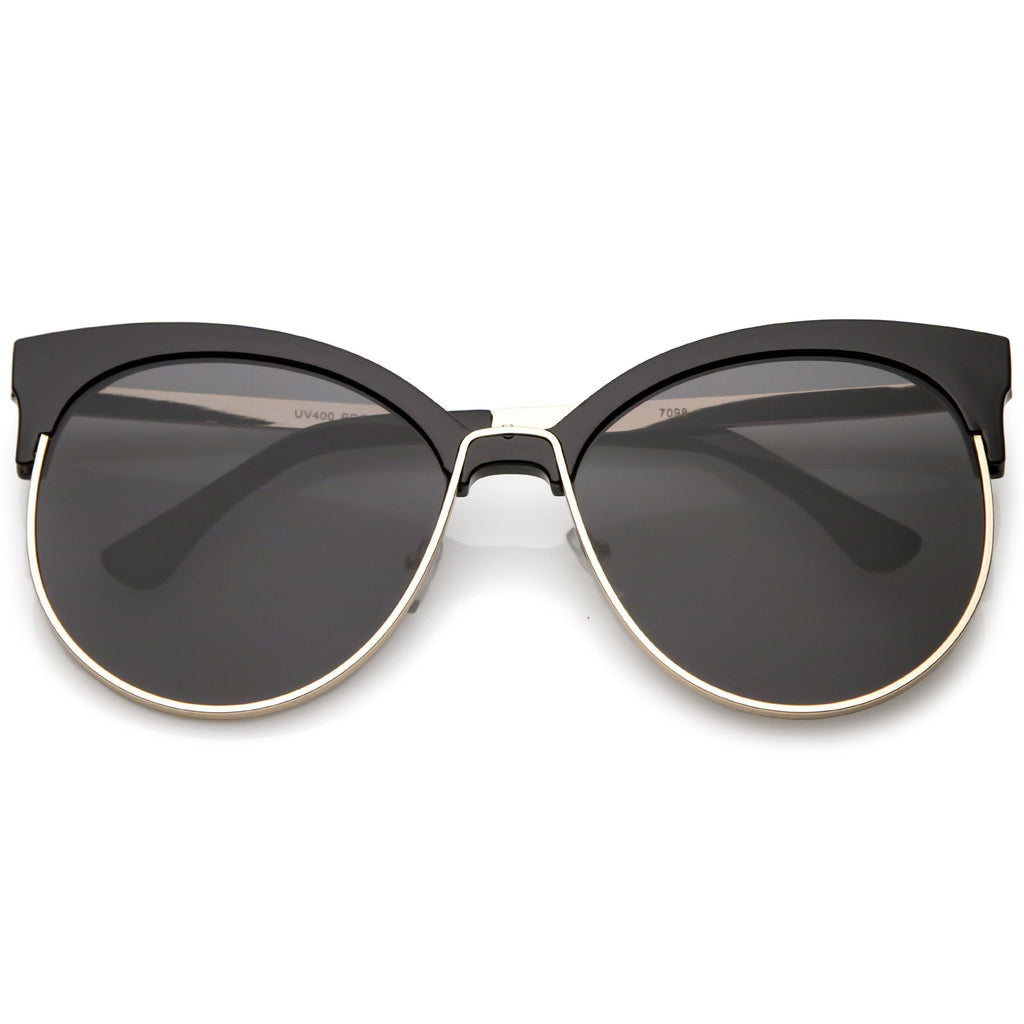 Women's Oversize Flat Lens Half Frame Cat Eye Sunglasses C327
