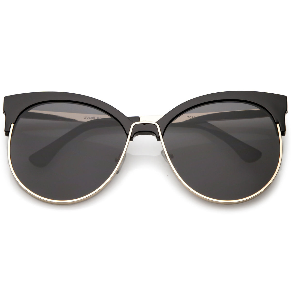 Women's Oversize Flat Lens Half Frame Cat Eye Sunglasses C327