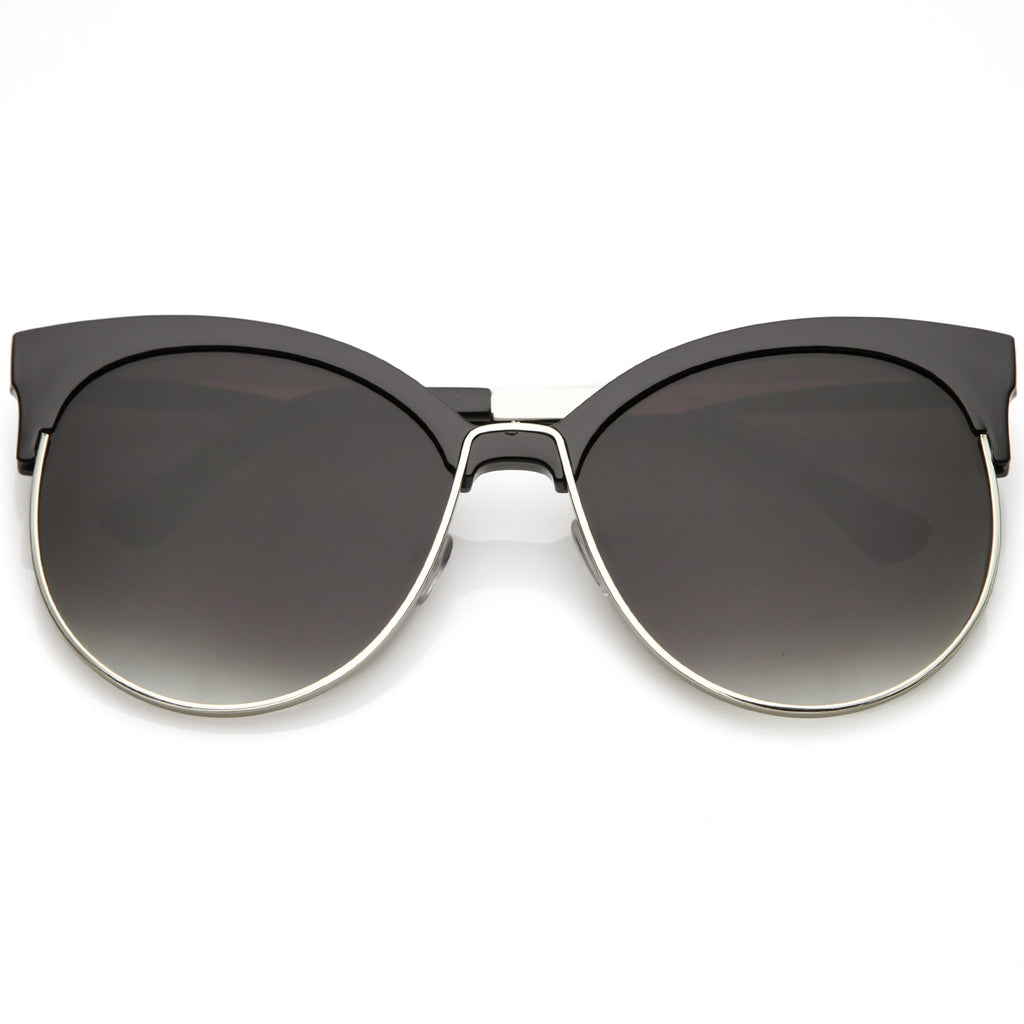 Women's Oversize Flat Lens Half Frame Cat Eye Sunglasses C327