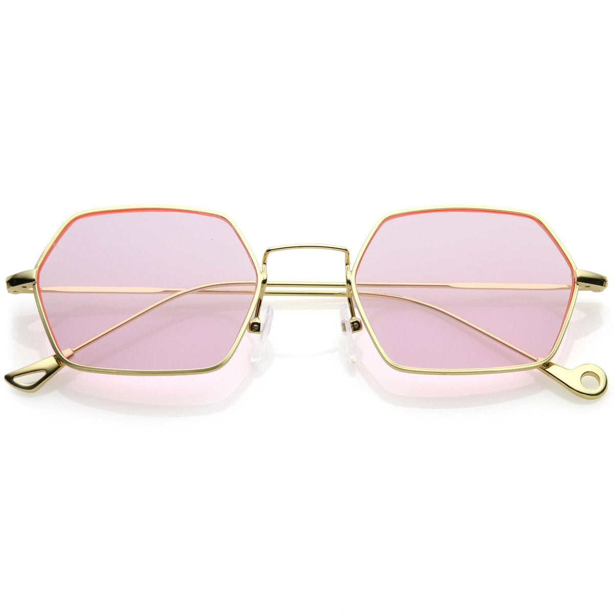 Retro Small Hexagon Colored Flat Lens Metal Frame Sunglasses C472
