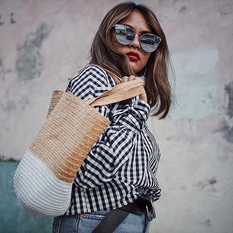 Modern Flat Mirror Lens Horned Rim Sunglasses A854