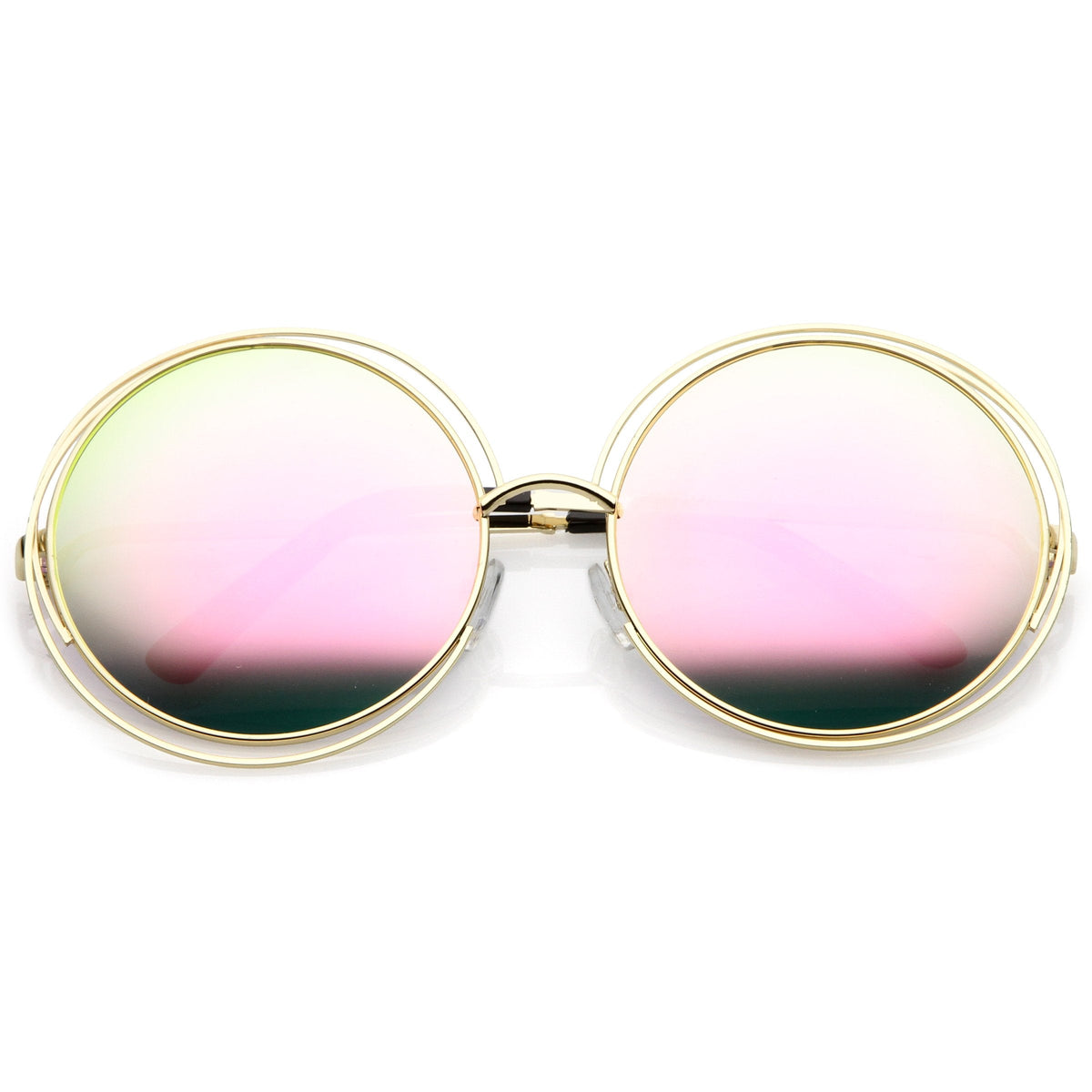 Indie Retro Dual Metal Round Mirrored Lens Sunglasses 9621