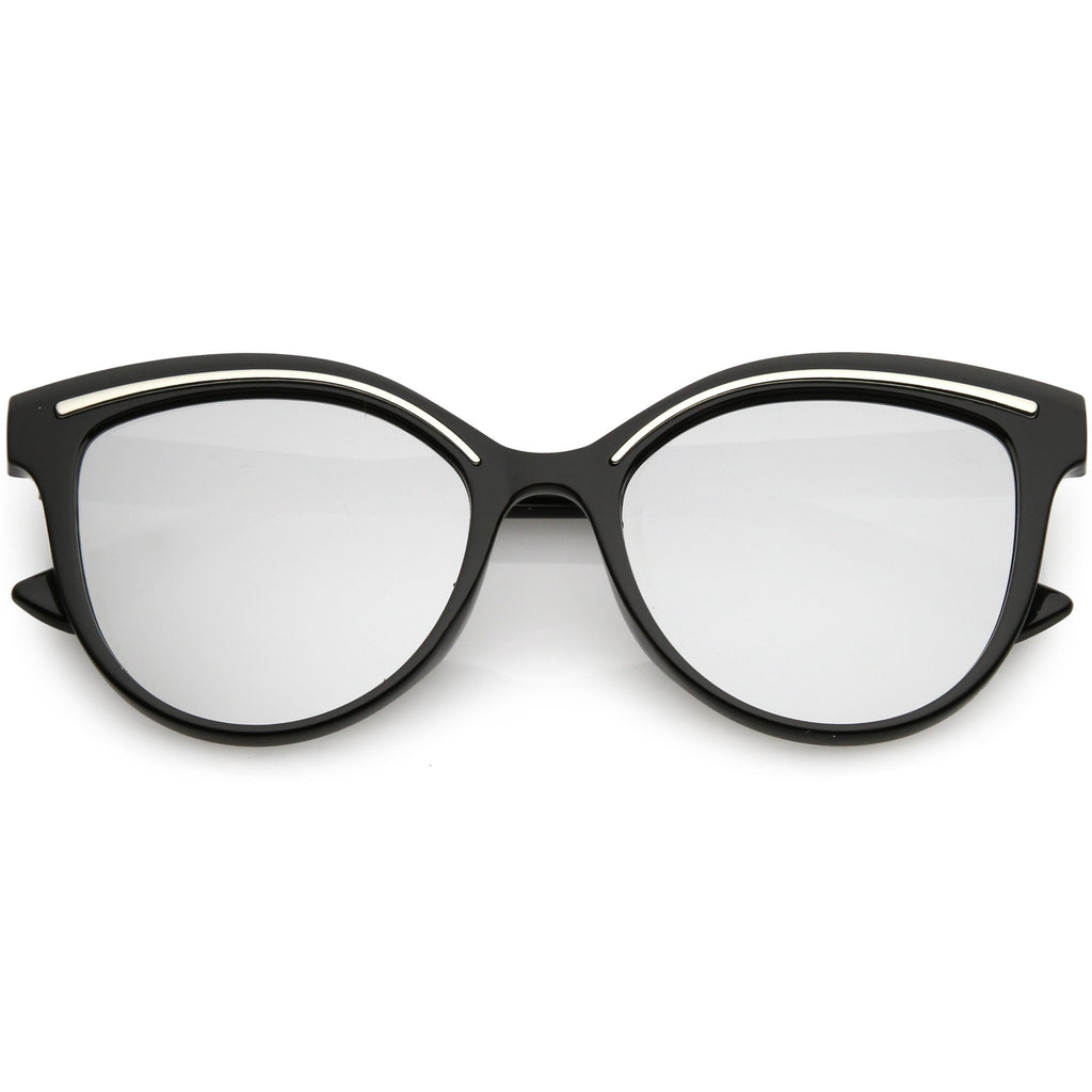 Retro Modern Brow Mirrored Flat Lens Cat Eye Sunglasses C420