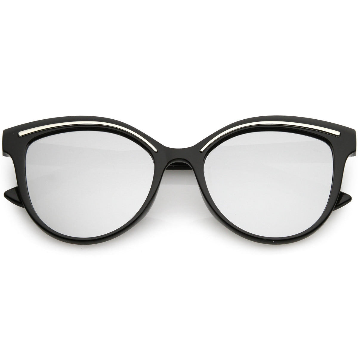 Retro Modern Brow Mirrored Flat Lens Cat Eye Sunglasses C420