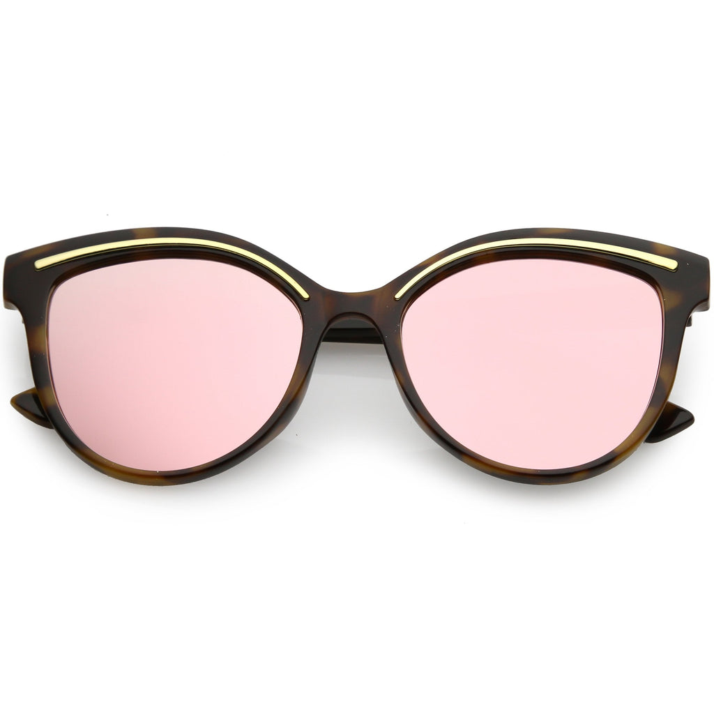 Retro Modern Brow Mirrored Flat Lens Cat Eye Sunglasses C420