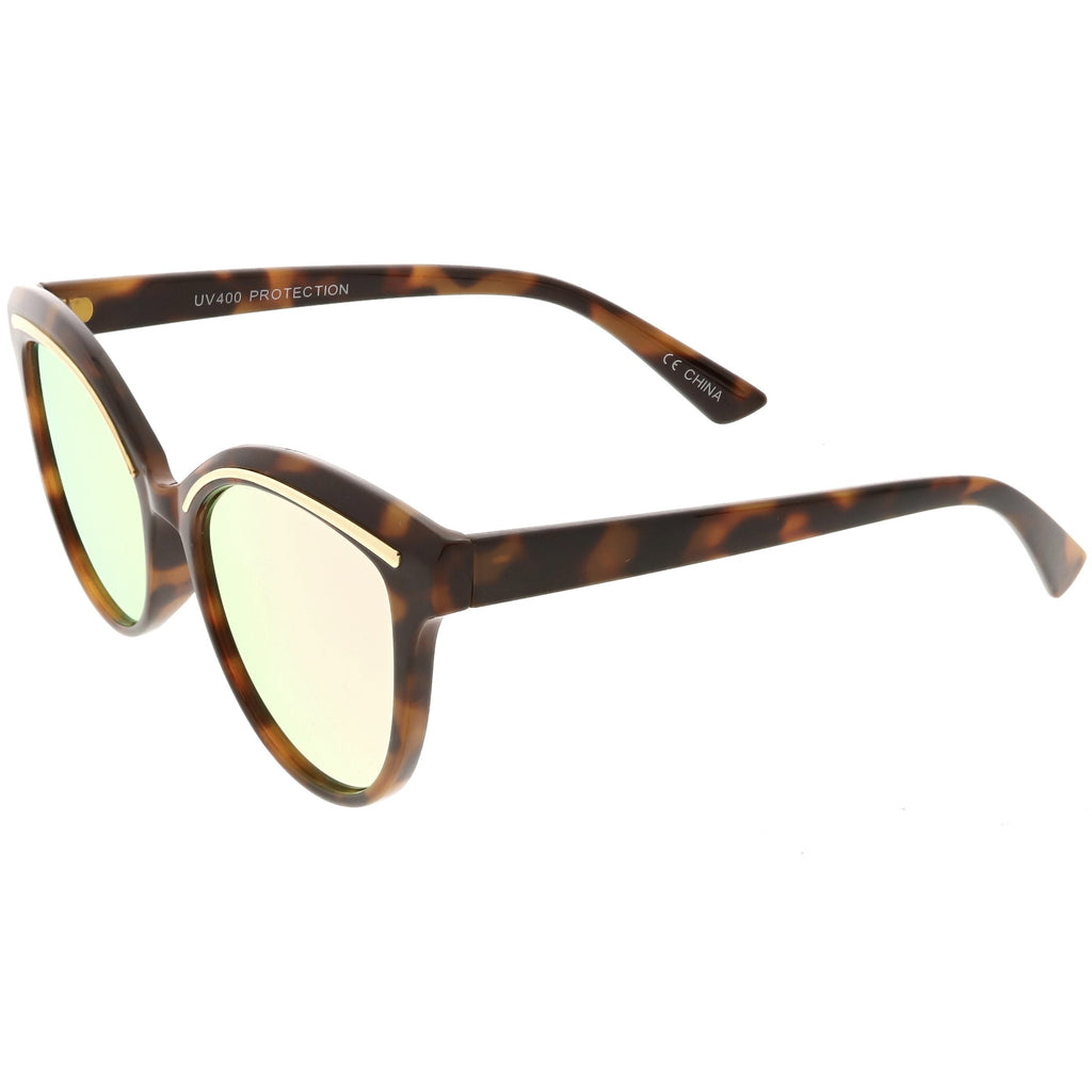 Retro Modern Brow Mirrored Flat Lens Cat Eye Sunglasses C420