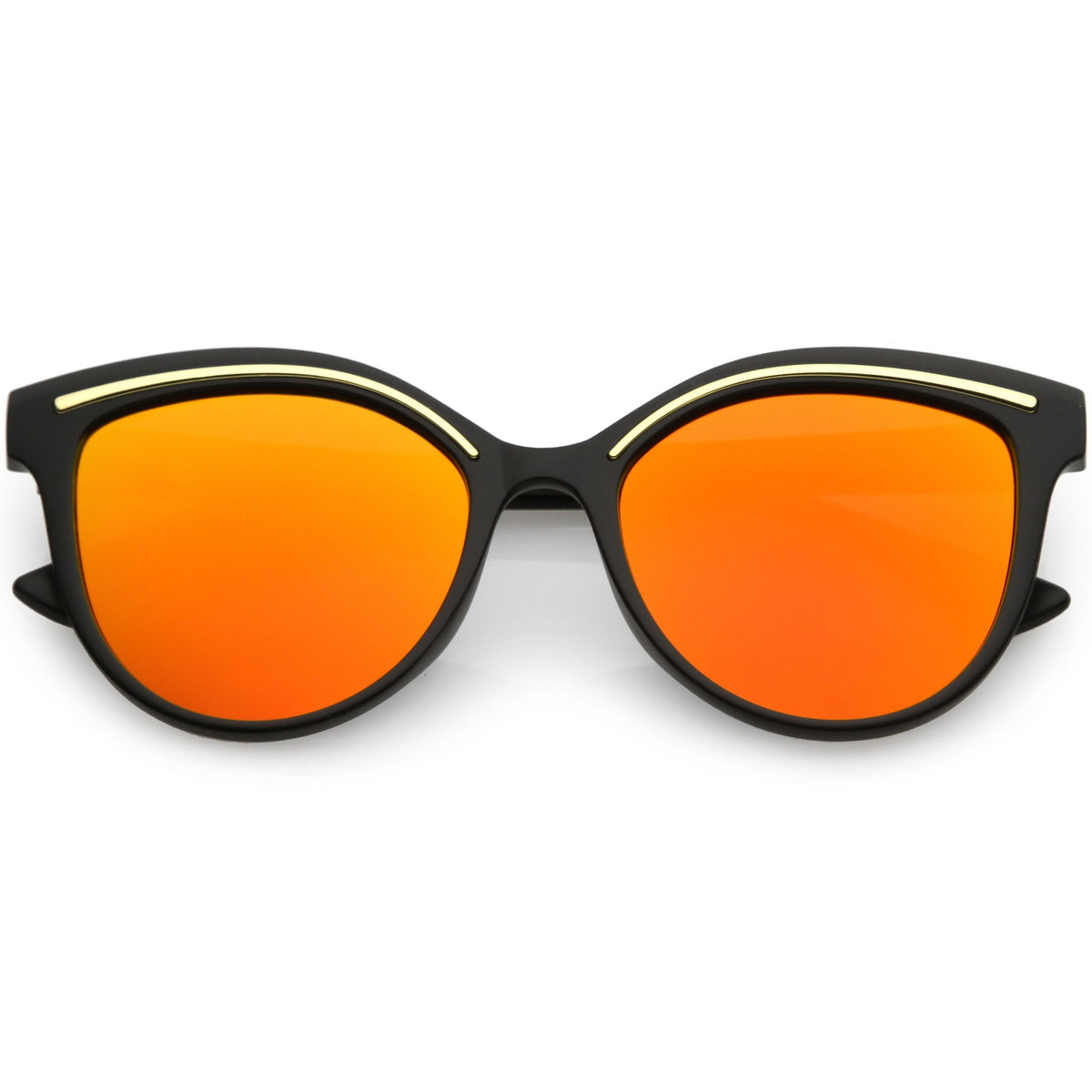 Retro Modern Brow Mirrored Flat Lens Cat Eye Sunglasses C420