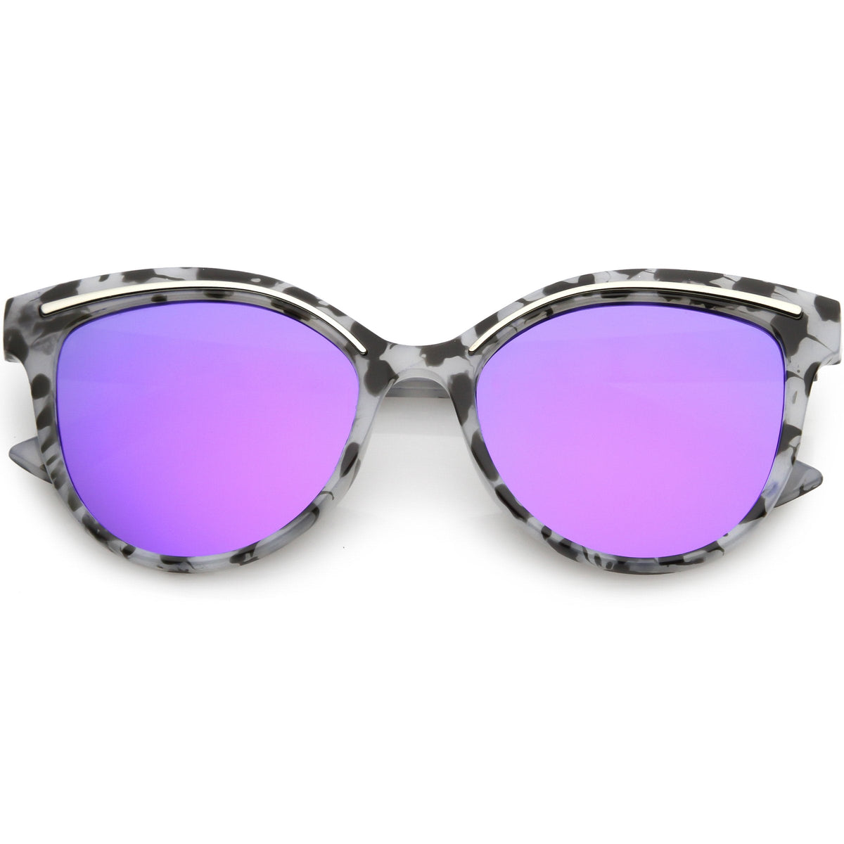 Retro Modern Brow Mirrored Flat Lens Cat Eye Sunglasses C420