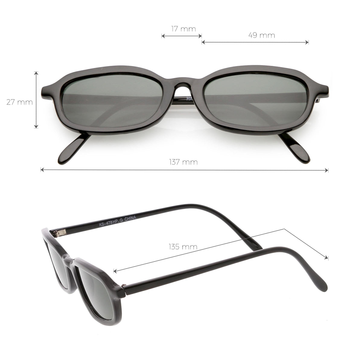 Small True Vintage Dead Stock 1990's Retro Sunglasses C658