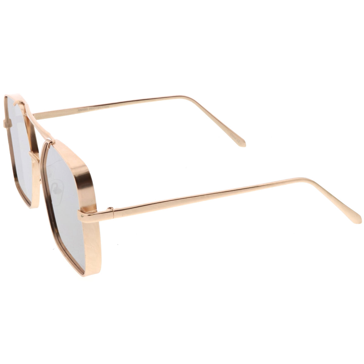 Oversize Reinforced Metal Mirrored Flat Lens Aviator Sunglasses C200
