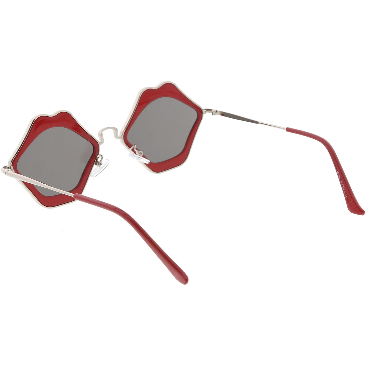 Women's Oversize Cute Flat Mirrored Lens Lip Shape Sunglasses C674