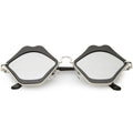 Women's Oversize Cute Flat Mirrored Lens Lip Shape Sunglasses C674