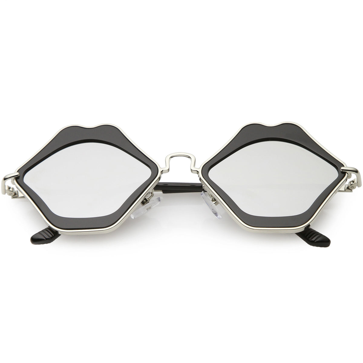 Women's Oversize Cute Flat Mirrored Lens Lip Shape Sunglasses C674