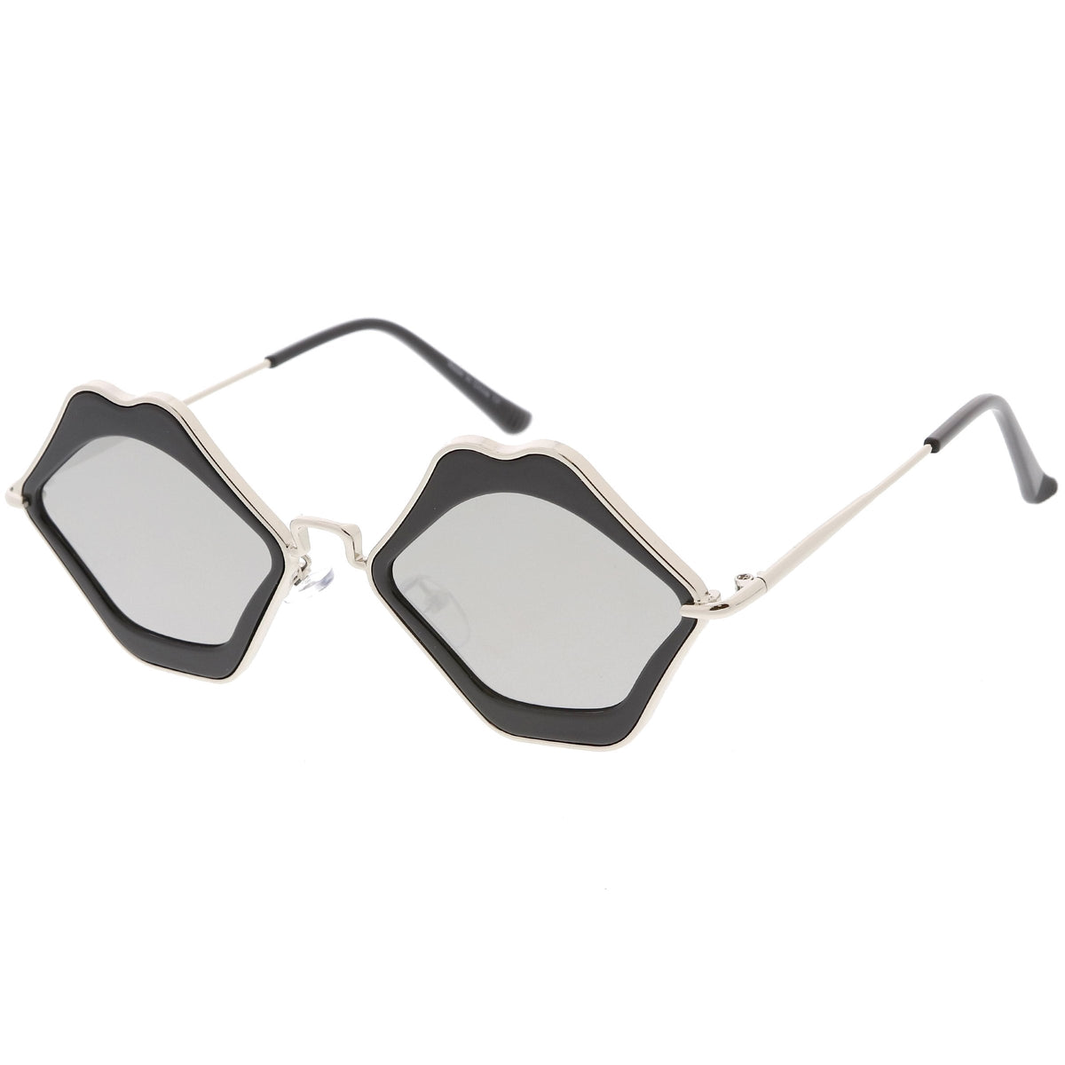 Women's Oversize Cute Flat Mirrored Lens Lip Shape Sunglasses C674