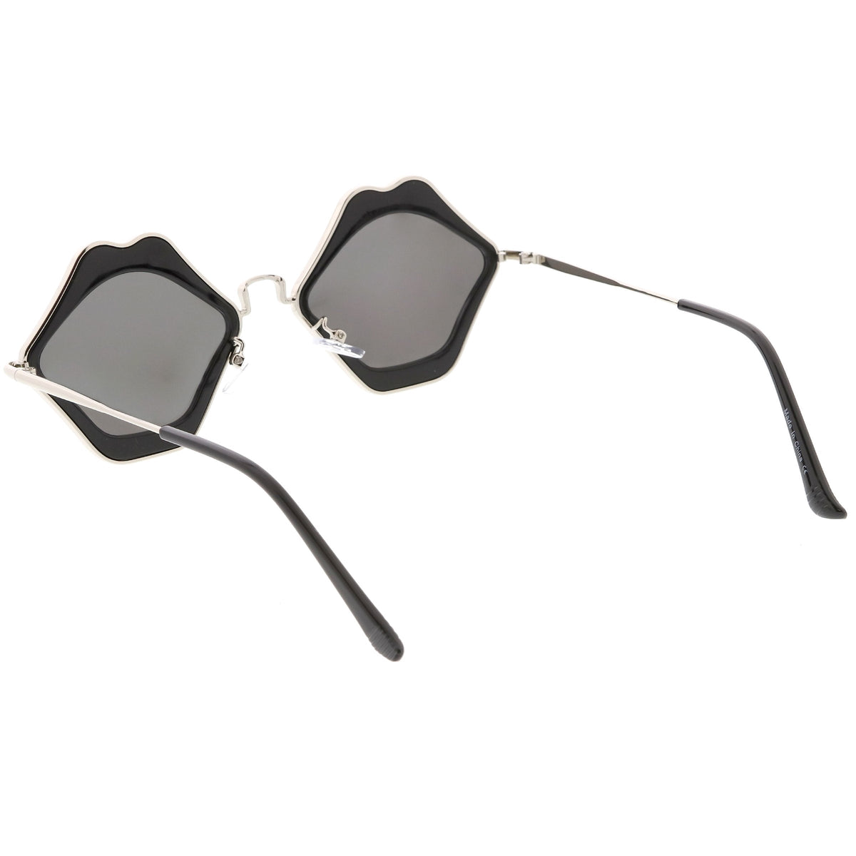 Women's Oversize Cute Flat Mirrored Lens Lip Shape Sunglasses C674