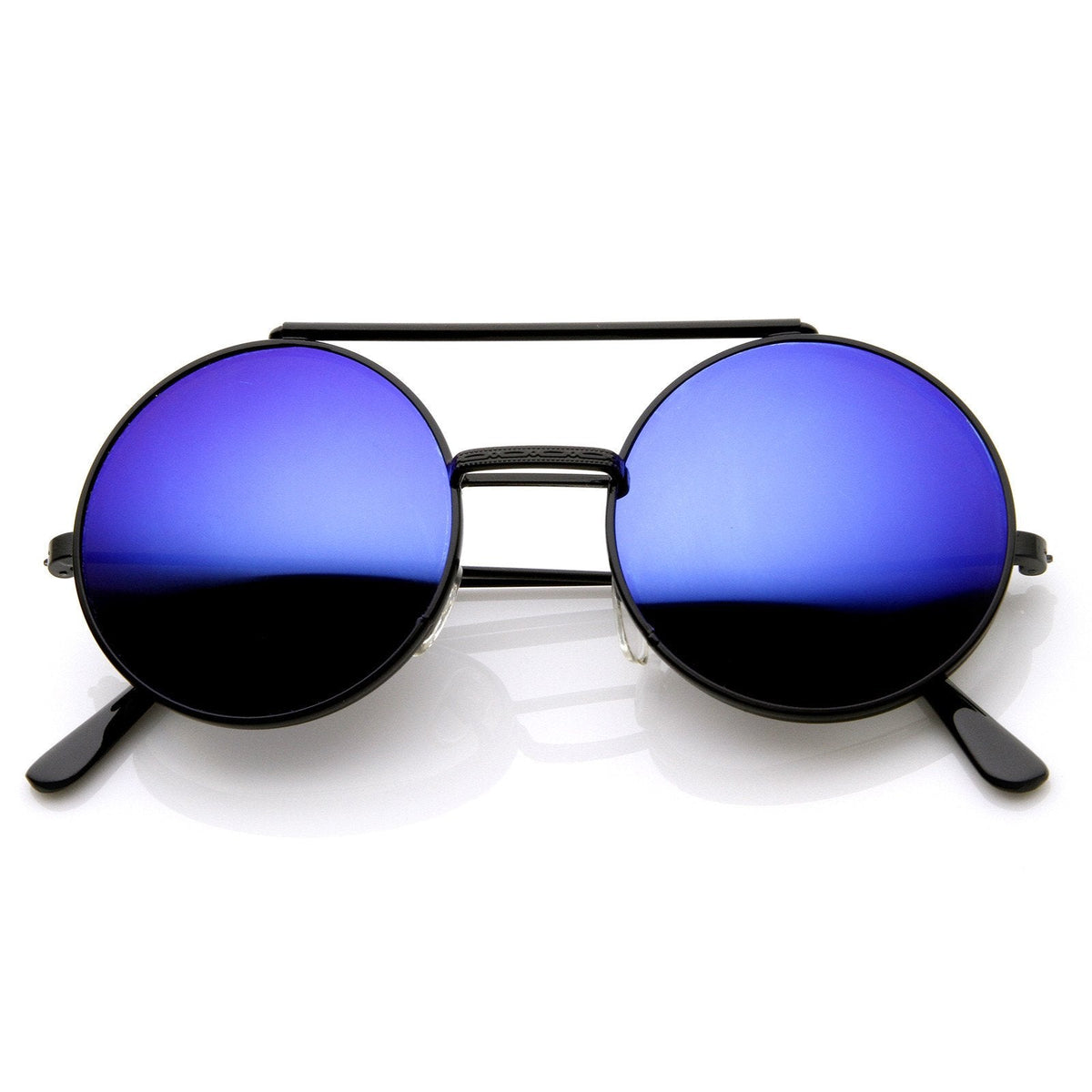 Steampunk Mirrored Lens Round Circle Flip Up Frame Sunglasses 8794