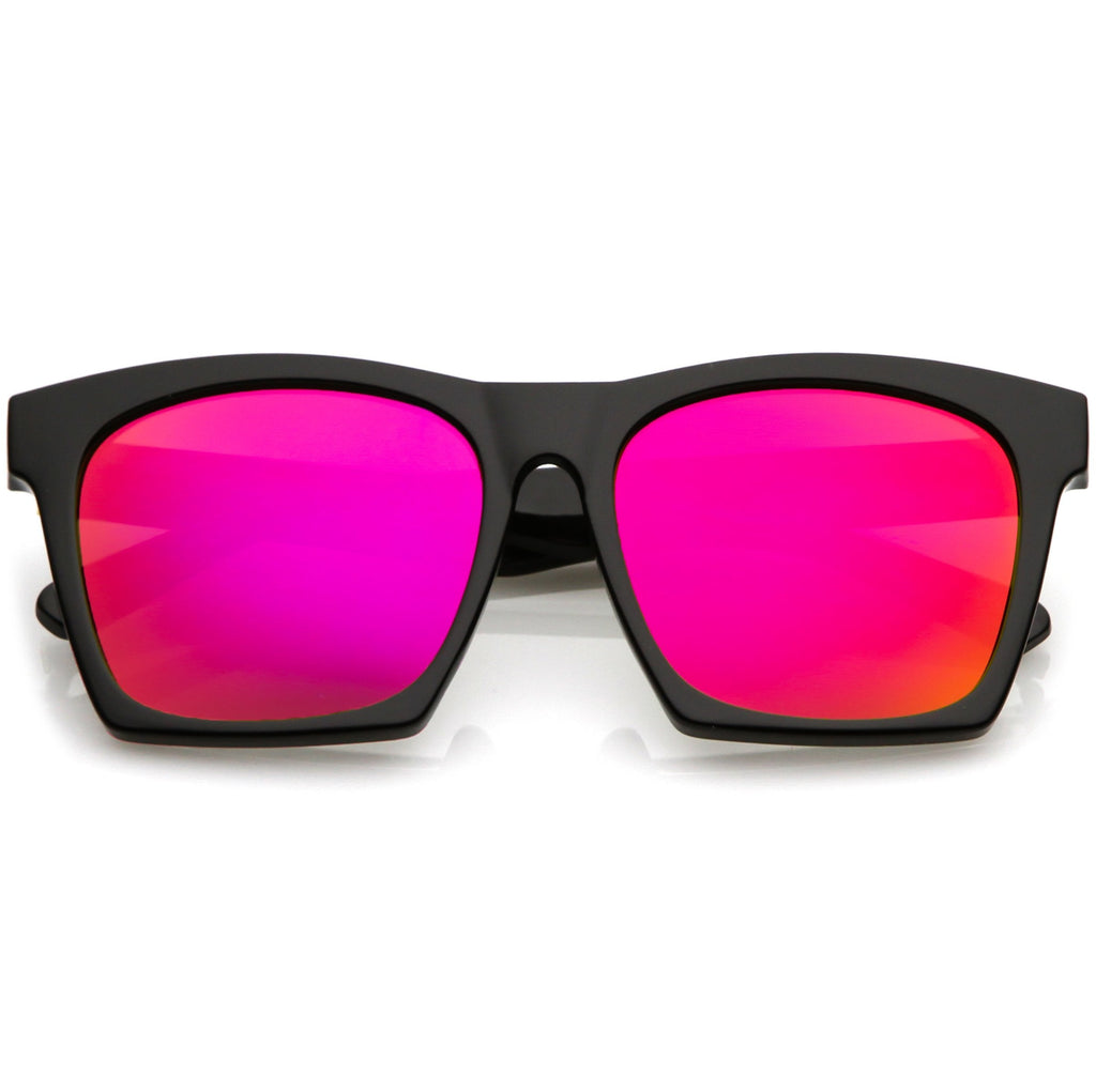 Modern Horned Rim Block Frame Flat Lens Sunglasses C425