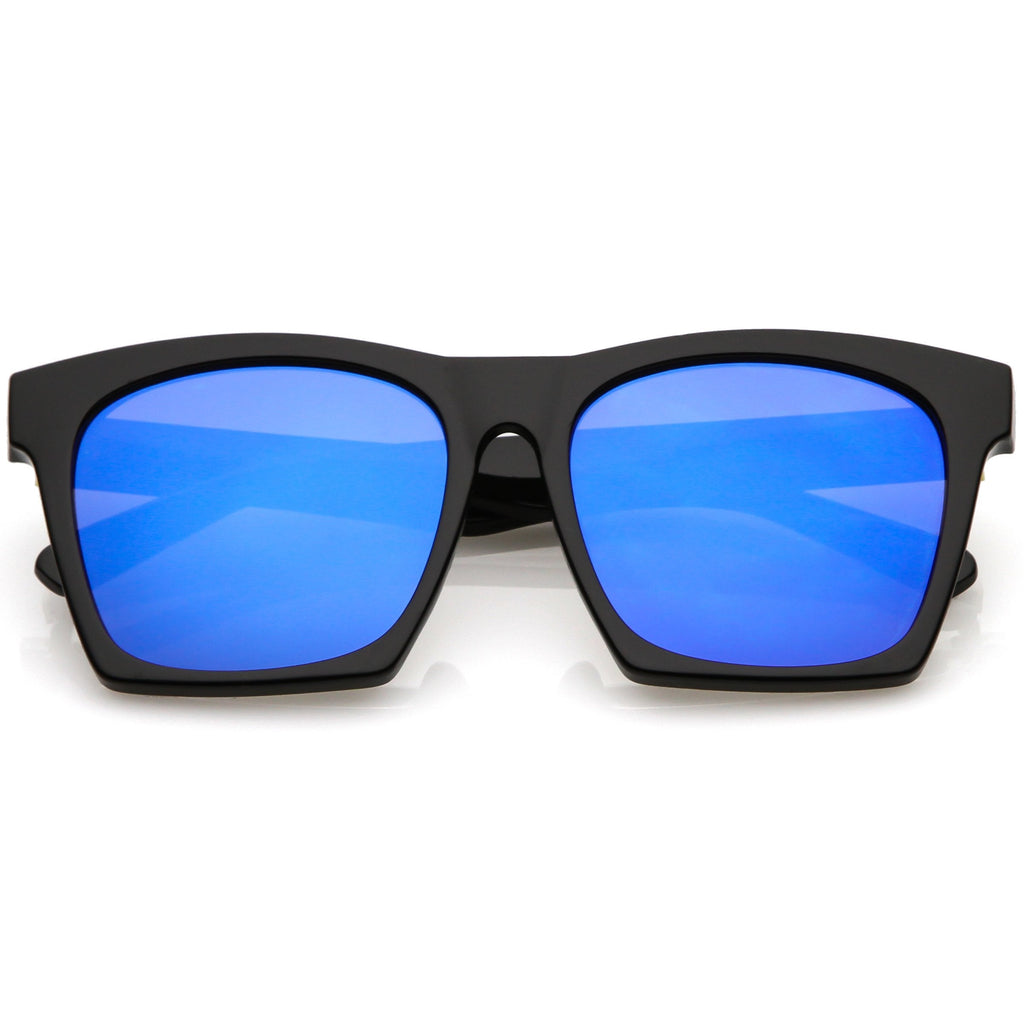 Modern Horned Rim Block Frame Flat Lens Sunglasses C425