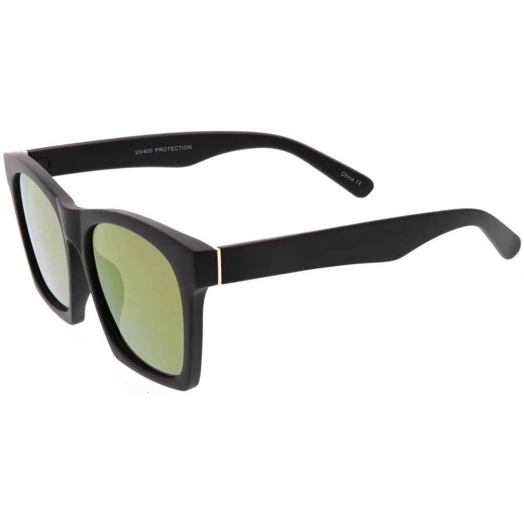 Modern Horned Rim Block Frame Flat Lens Sunglasses C425