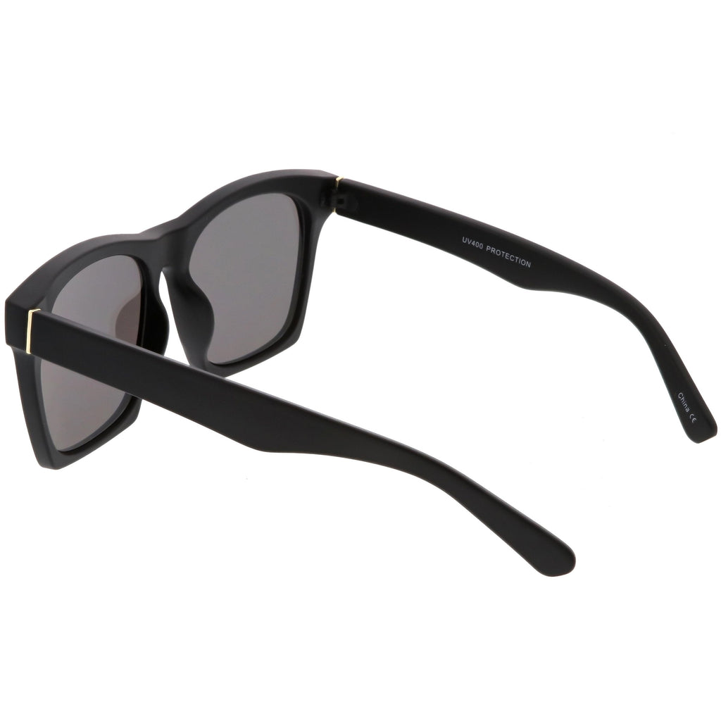 Modern Horned Rim Block Frame Flat Lens Sunglasses C425