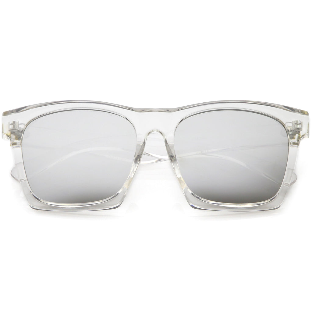 Modern Horned Rim Block Frame Flat Lens Sunglasses C425