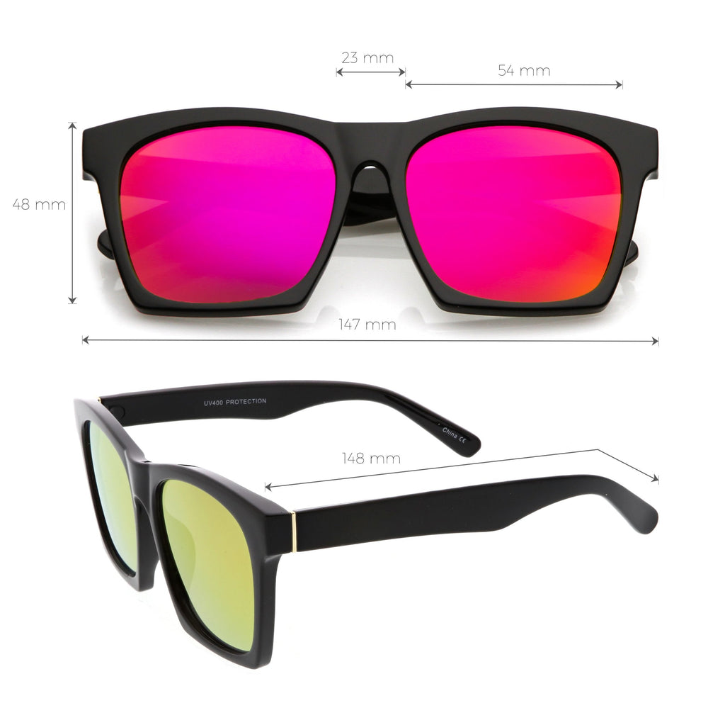 Modern Horned Rim Block Frame Flat Lens Sunglasses C425