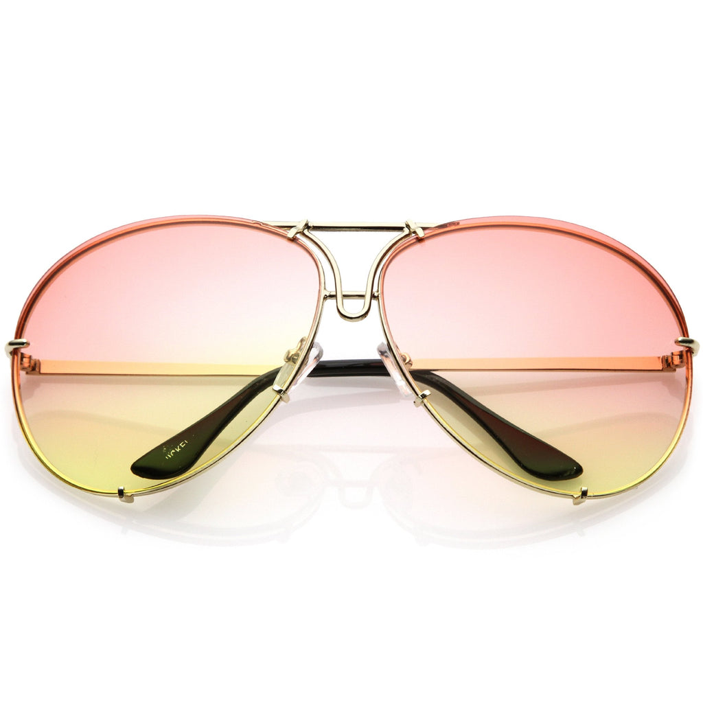 Retro Oversize Colorful Gradient Lens Aviator Sunglasses C336