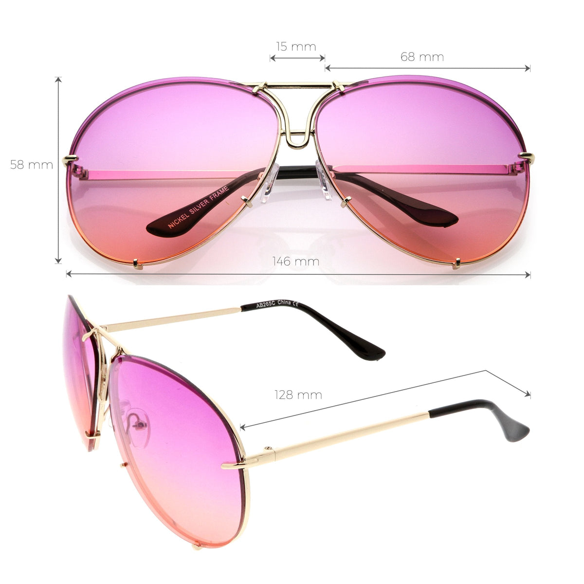Retro Oversize Colorful Gradient Lens Aviator Sunglasses C336